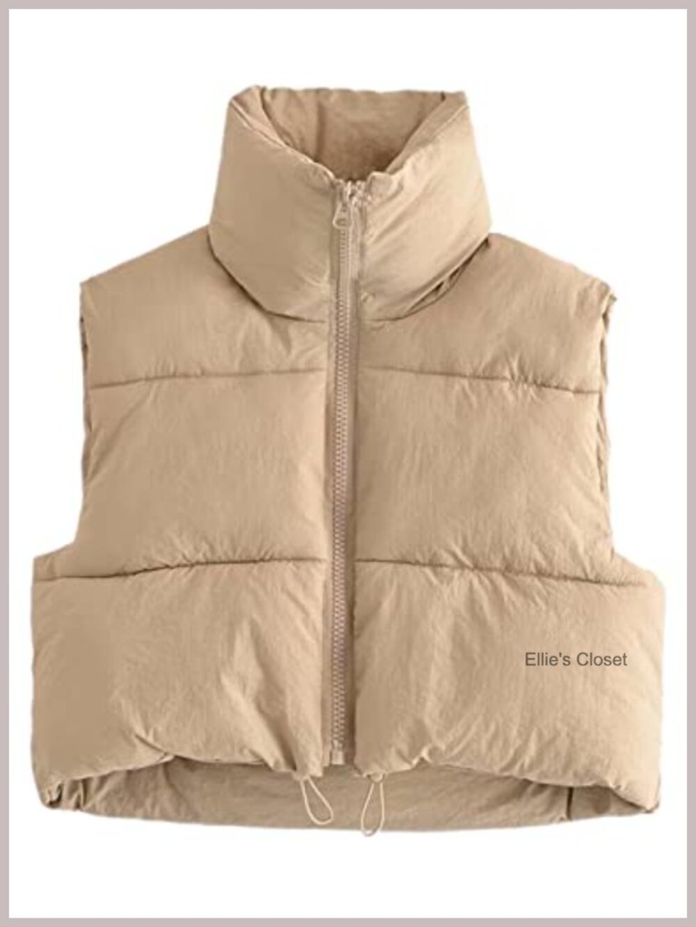 Cropped Puffer Vest Zip Up Stand Collar Sleeveless Quilted Padded Winter